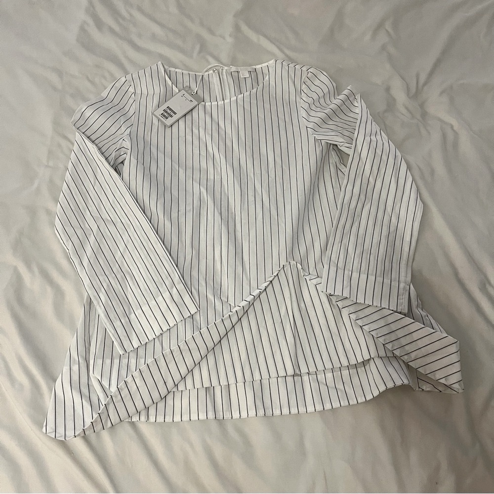 New COS Long Sleeve Blouse Top Size 2 Stripes MSRP $99
